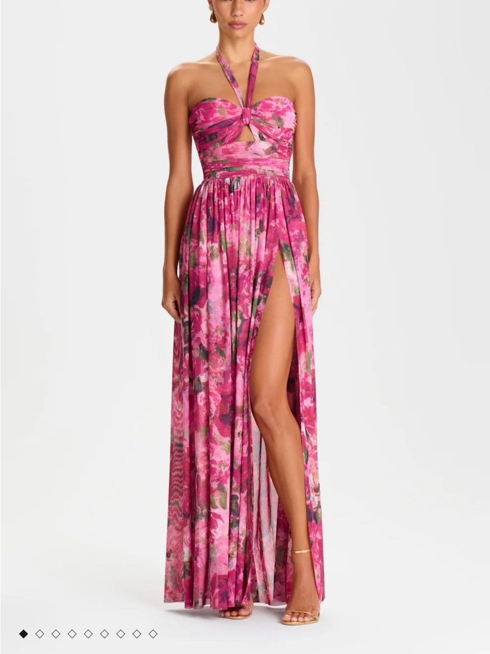 Nadine Merabi Aria Floral Dress Pink Floral Halter Maxi Dress
